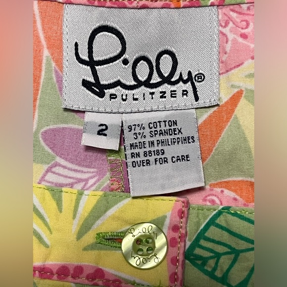 Lilly Pulitzer Tropical Frog Print Pants Size 2 Vintage White Label - Picture 2 of 8